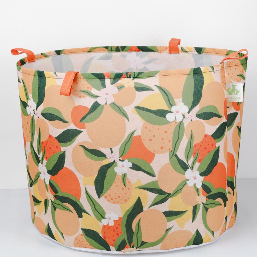 Maceta sublimada con estampa de naranjas